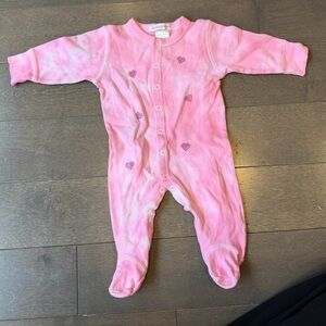 Baby Steps Pink Footed One-Piece with Heart Accents